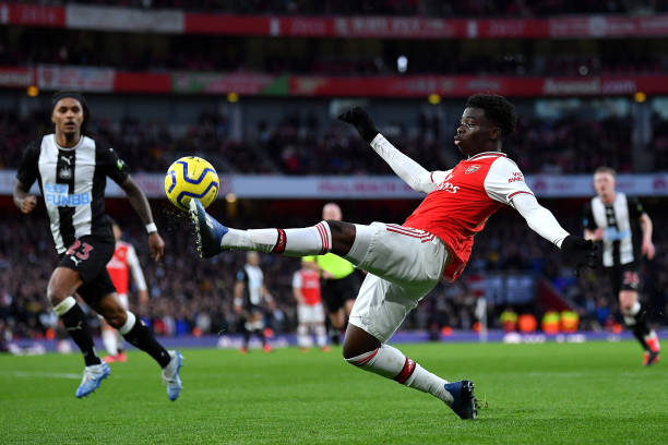 Arsenal working on new 5-year deal for Bukayo Saka 2 Bukayo Saka of Arsenal stretches for the ball during the Premier League match between Arsenal FC and Newcastle United at Emirates Stadium on February 16, 2020 in London, United Kingdom.
