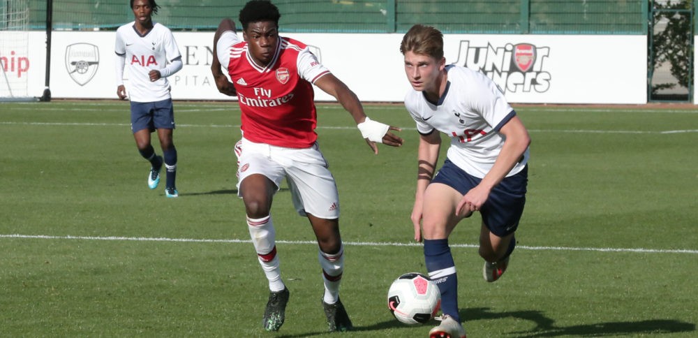 Ryan Alebiosu with Arsenal against Spurs (Photo via TottenhamHotspur.com)