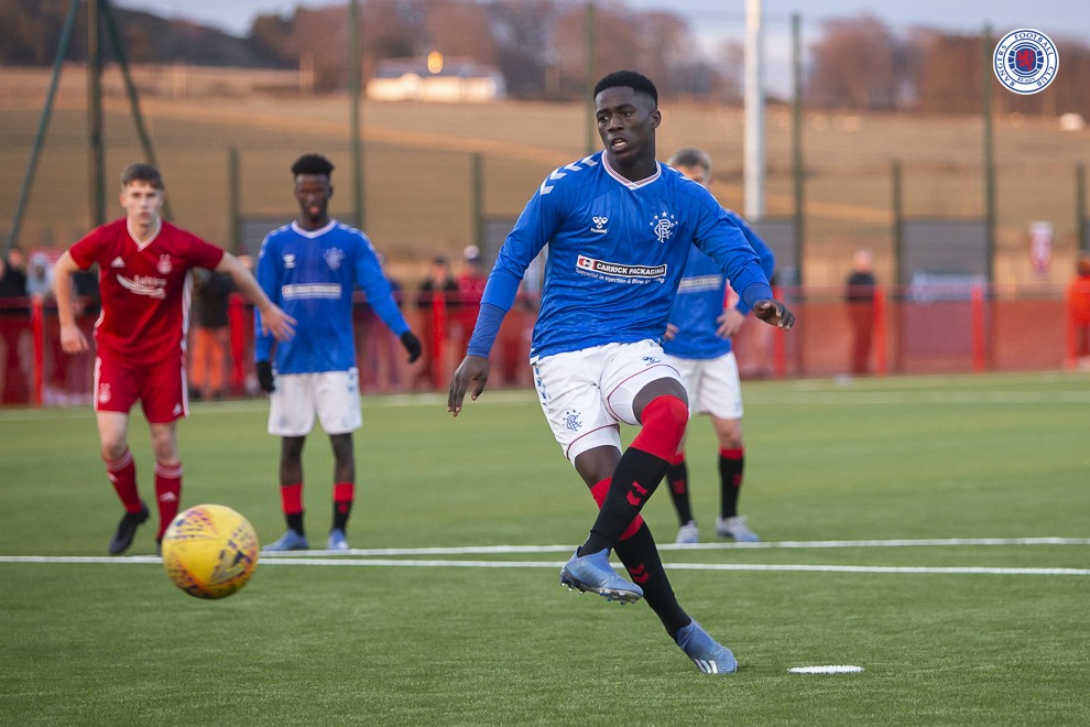 Ex-Arsenal Ebiowei scores and assists for Rangers u18s 2 Malcolm Ebiowei scoring for the Rangers u18s (Photo via Rangers.co.uk)