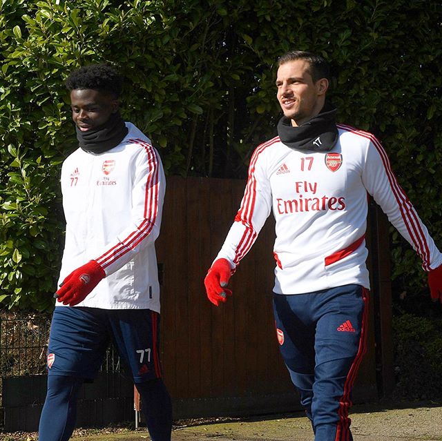 Cedric Soares in training with Arsenal (Photo via Cedric Soares on Instagram)