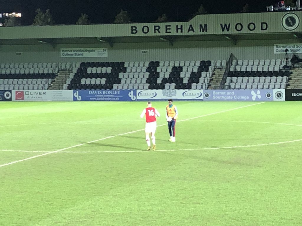 Daniel Ballard prepares to come on for the Arsenal u23s