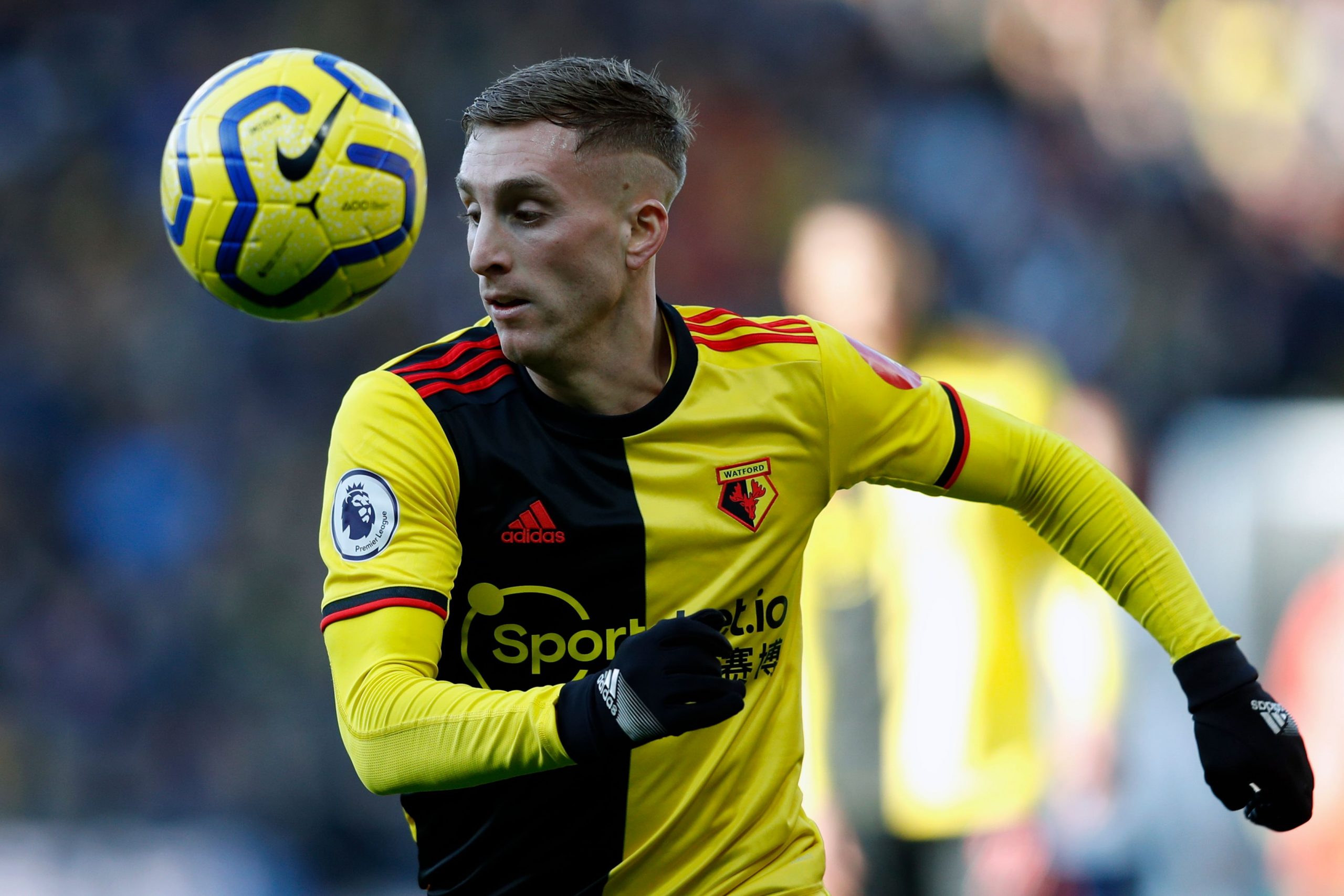 Watford's Spanish midfielder Gerard Deulofeu controls the ball during the English Premier League football match between Watford and Tottenham Hotsp...