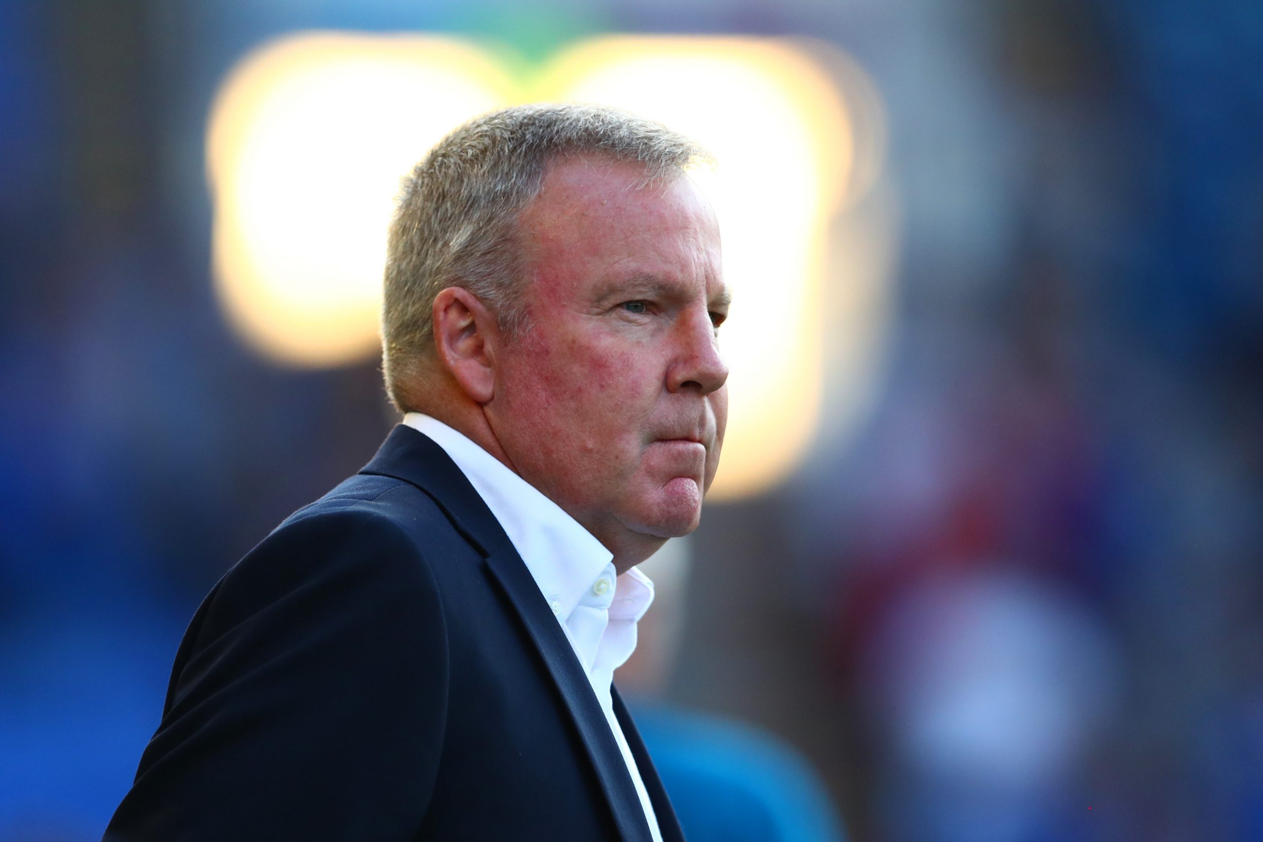 Kenny Jackett, manager of Portsmouth looks on before the Carabao Cup First Round match between Portsmouth and Birmingham City at Fratton Park on Au...