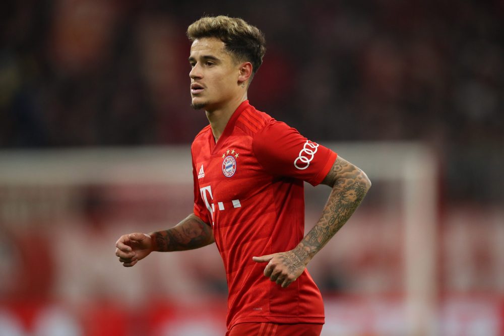 MUNICH, GERMANY - FEBRUARY 05: Philippe Coutinho of FC Bayern Muenchen looks on during the DFB Cup round of sixteen match between FC Bayern Muenche...