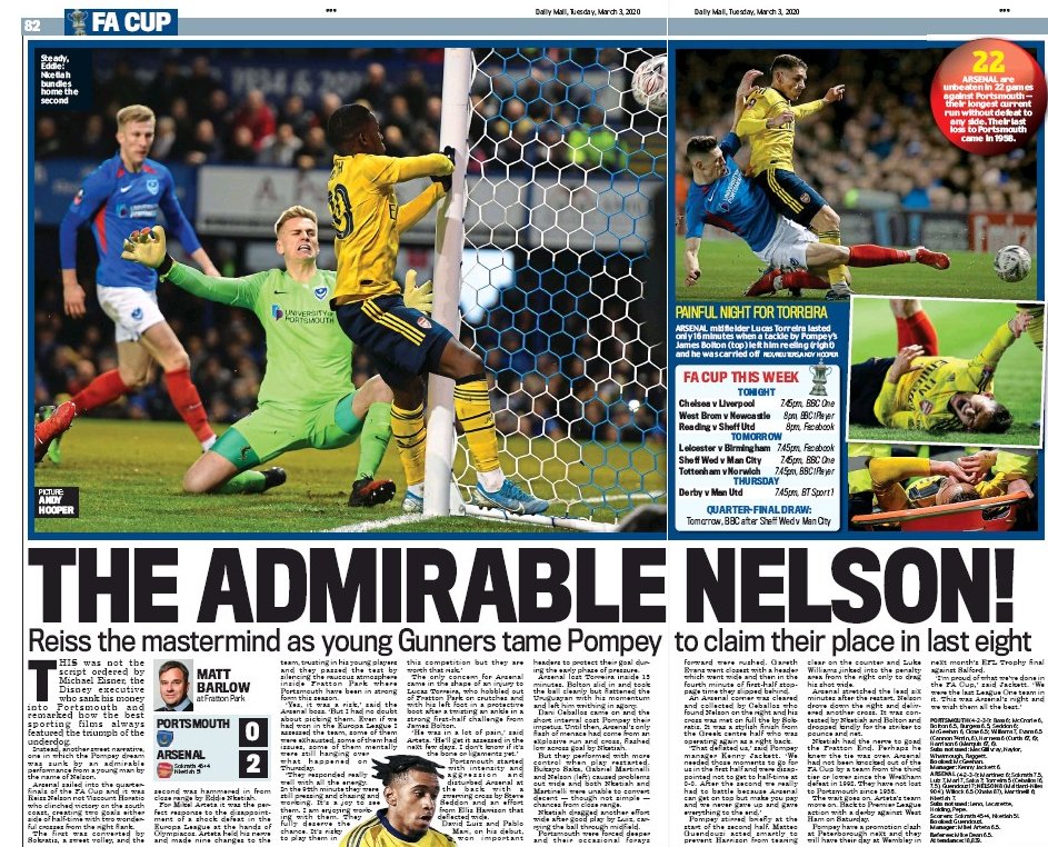 Arsenal Tuesday briefing: Mari threat, Admirable Nelson, bothering Troy Deeney & more 3 Daily Mail, 3 March 2020
