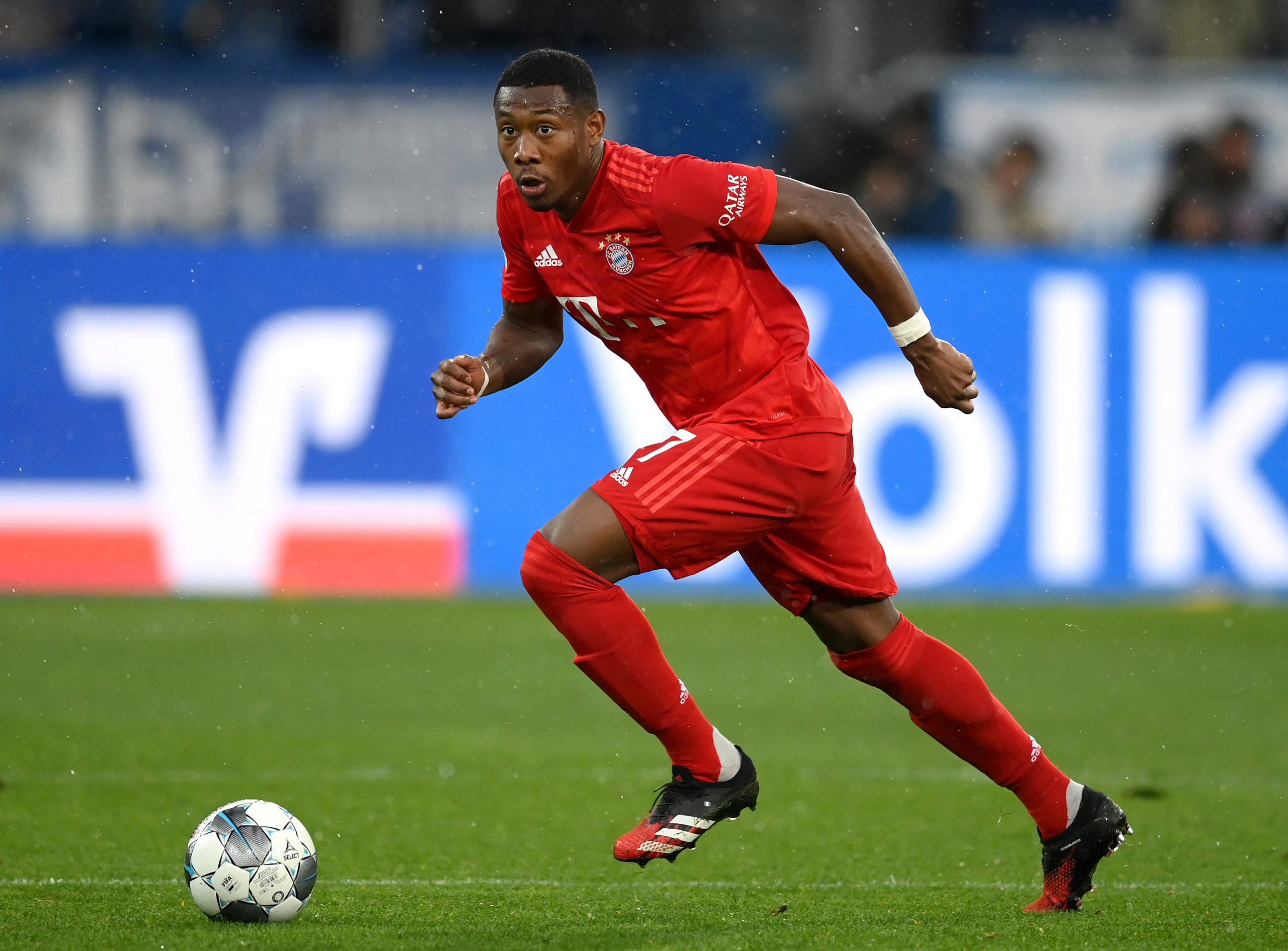 SINSHEIM, GERMANY - FEBRUARY 29: David Alaba of FC Bayern München controls the ball during the Bundesliga match between TSG 1899 Hoffenheim and FC ...