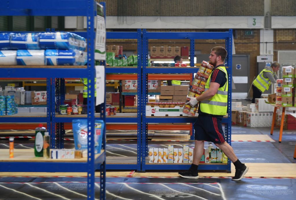 LONDON, ENGLAND - APRIL 09: The Arsenal Foundation And HIS Church Deliver Food Parcels for Local Residents at Emirates stadium on April 09, 2020 in London, England. (Photo by Stuart MacFarlane/Arsenal FC via Getty Images)