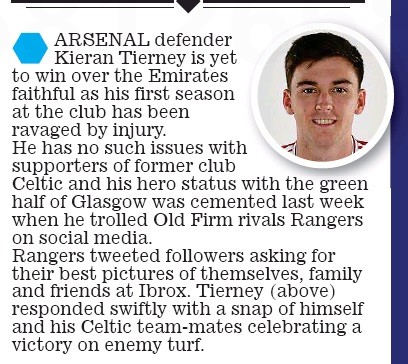 daily mail kieran tierney
