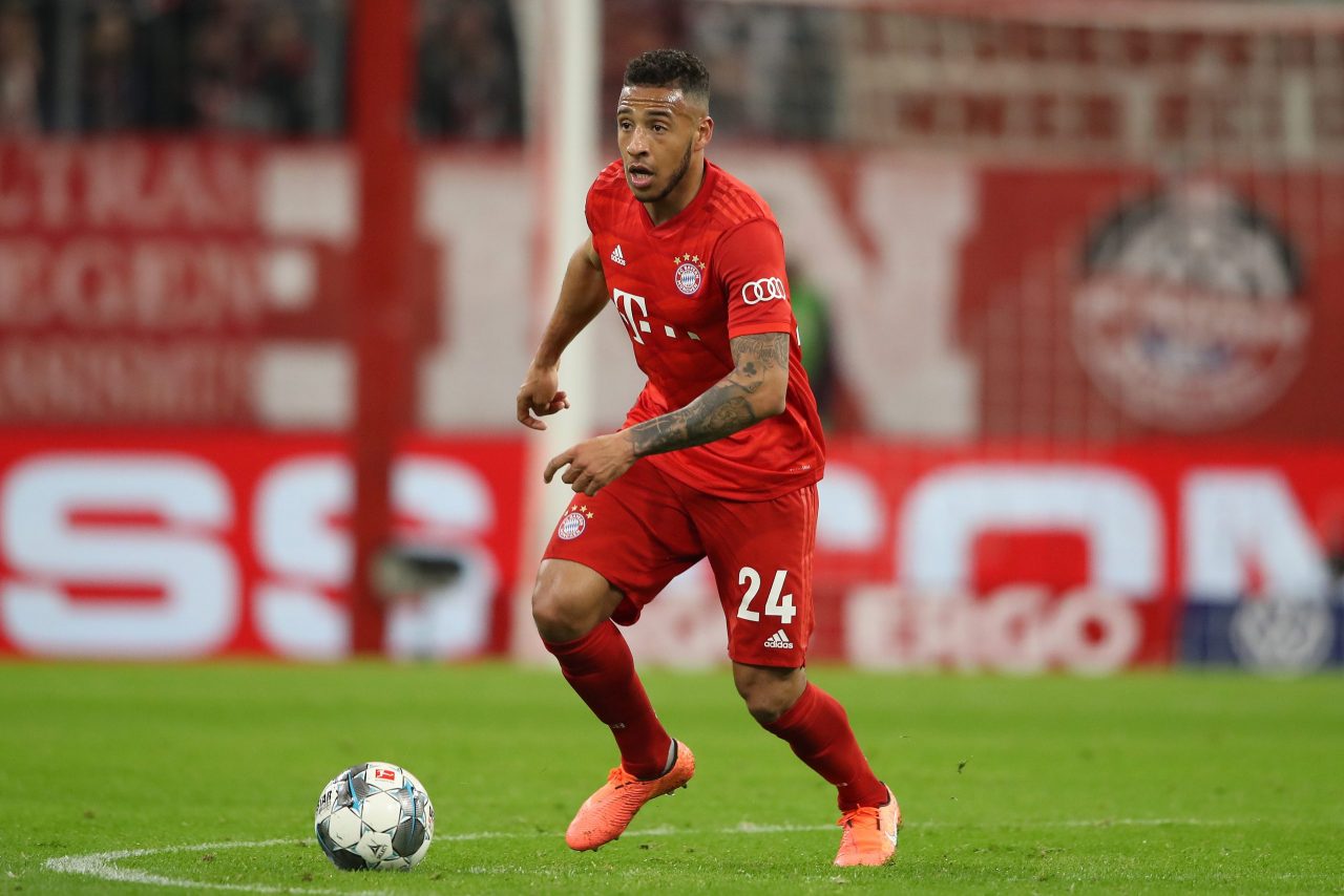 MUNICH, GERMANY - FEBRUARY 05: Corentin Tolisso of FC Bayern Muenchen runs with the ball during the DFB Cup round of sixteen match between FC Bayer...