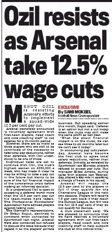 mesut ozil daily mail pay cut