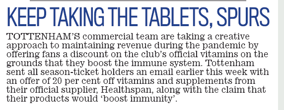 Tottenham discount vitamins to make money from immunity boosters 3 spurs vitamins