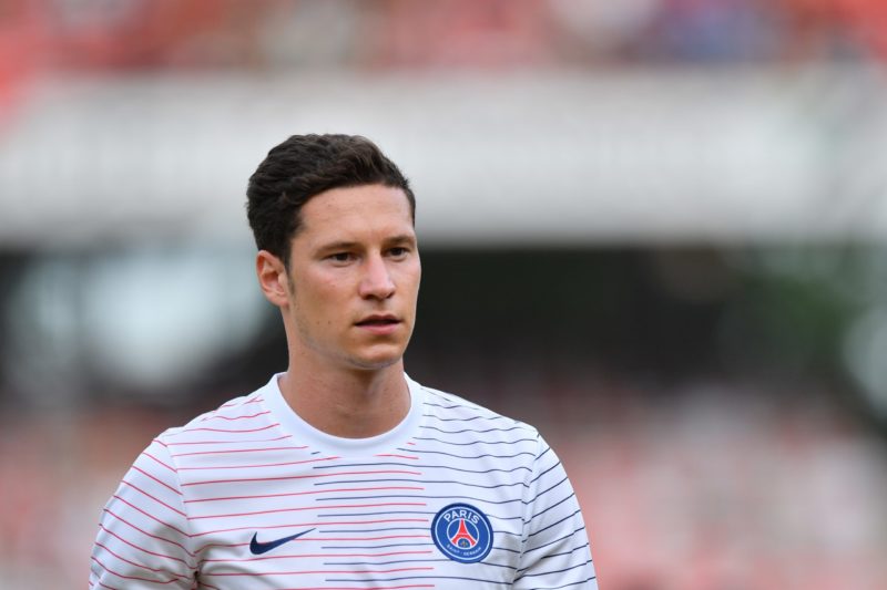 NUREMBERG, GERMANY - JULY 20: Julian Draxler of Paris looks on prior to the pre-season friendly match between 1. FC Nuernberg and Paris Saint-German at Max-Morlock-Stadion on July 20, 2019 in Nuremberg, Germany. (Photo by Sebastian Widmann/Bongarts/Getty Images)