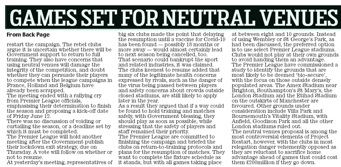 200502 daily mail back page clubs treaten league