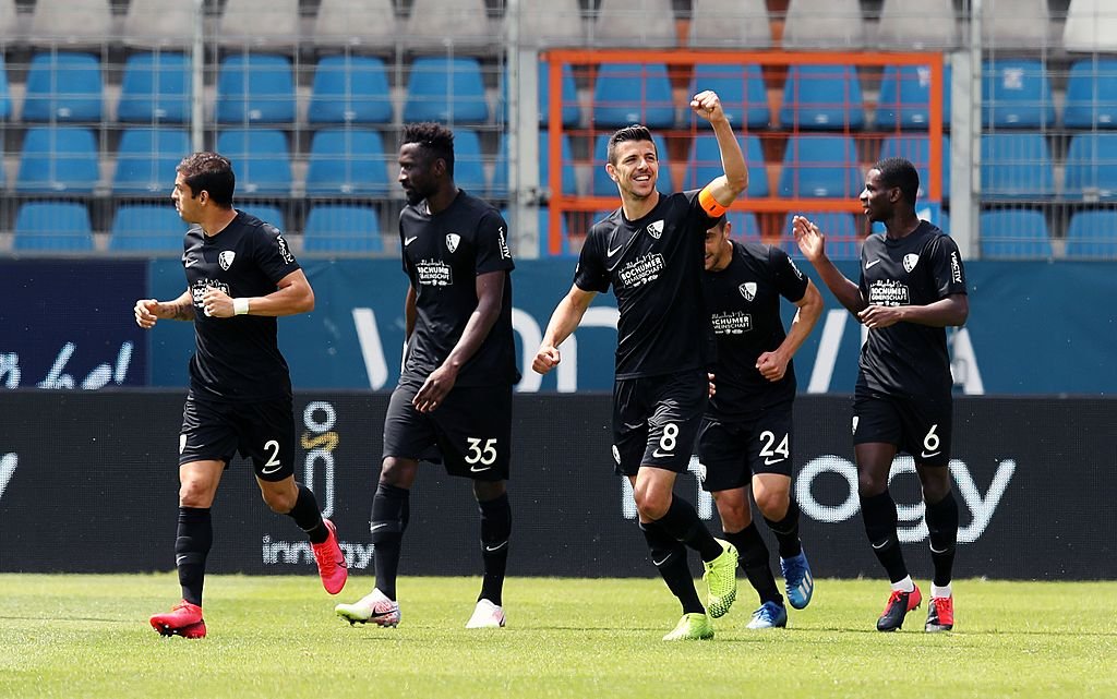 Jordi Osei-Tutu (furthest right) celebrating with teammates (Photo via Bochum on Twitter)