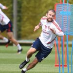 Shkodran Mustafi in training with Arsenal (Photo via Arsenal.com)