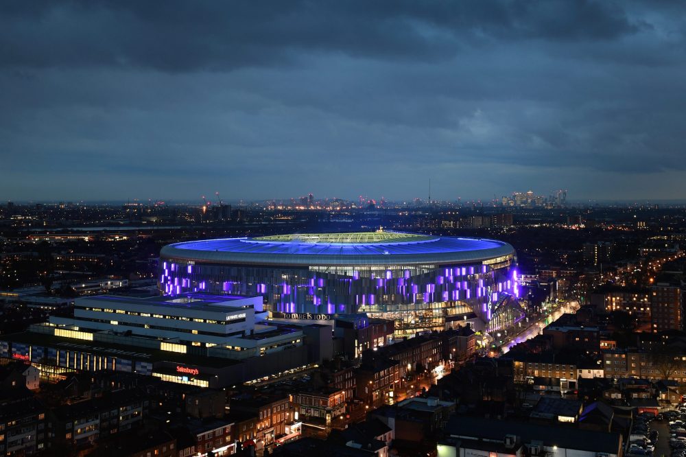 LONDON, ENGLAND - APRIL 03: A general view of the new Tottenham Hotspur Stadium during the Premier League match between Tottenham Hotspur and Cryst...