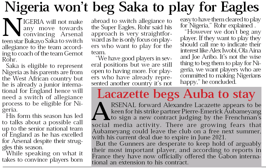 Nigeria will not 'beg' Bukayo Saka to play for them 3 200604 the nation saka nigeria