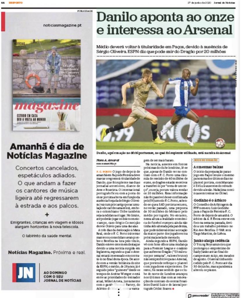 Jornal de Noticias on June 27th, 2020