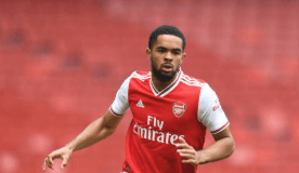 LONDON, ENGLAND: Trae Coyle of Arsenal during the friendly match between Arsenal and Brentford at Emirates Stadium on June 10, 2020. (Photo by David Price/Arsenal FC via Getty Images)