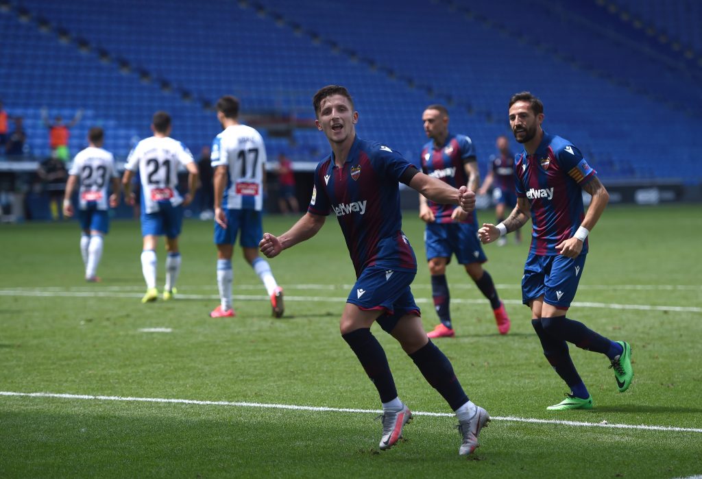 Arsenal make 'significant offer' for Levante's Enis Bardhi 2 BARCELONA, SPAIN - JUNE 20: Enis Bardhi of Levante UD celebrates after scoring his team's second goal during the Liga match between RCD Espanyol and Levante UD at RCDE Stadium on June 20, 2020 in Barcelona, Spain. Football Stadiums around Europe remain empty due to the Coronavirus Pandemic as Government social distancing laws prohibit fans inside venues resulting in all fixtures being played behind closed doors. (Photo by Alex Caparros/Getty Images)