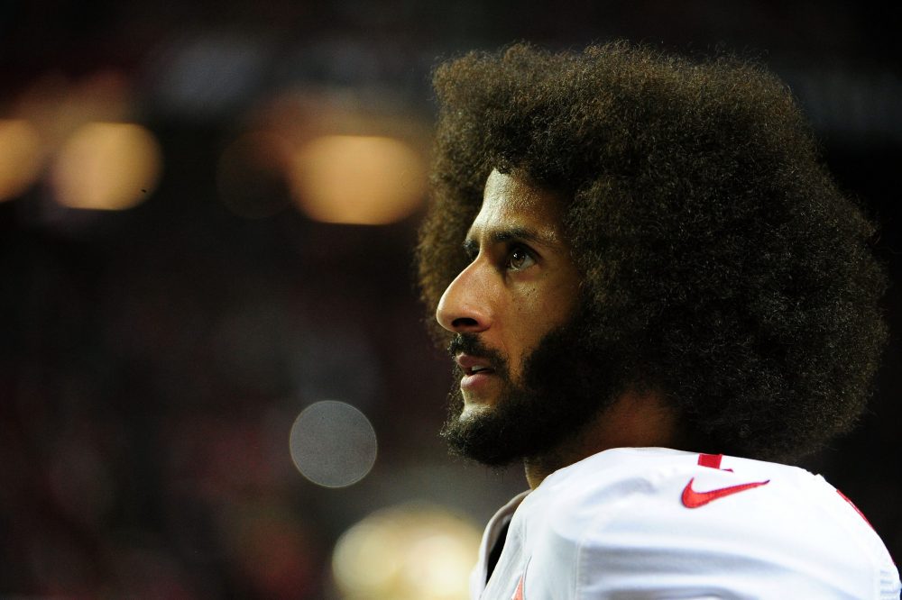 ATLANTA, GA - DECEMBER 18: Colin Kaepernick #7 of the San Francisco 49ers looks on from the sidelines during the second half against the Atlanta Fa...