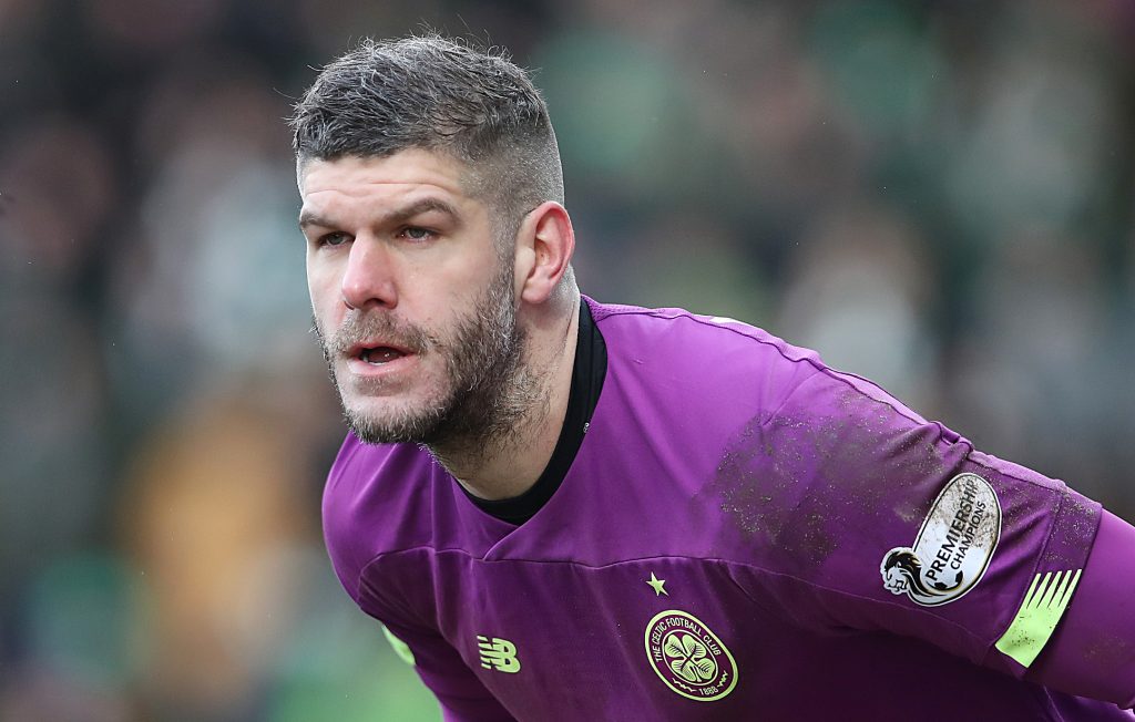 PERTH, SCOTLAND - MARCH 01: Celtic goalkeeper Fraser Forster looks on during the Scottish Cup Quarter final match between St Johnstone and Celtic at McDiarmid Park on March 01, 2020 in Perth, Scotland. (Photo by Ian MacNicol/Getty Images)
