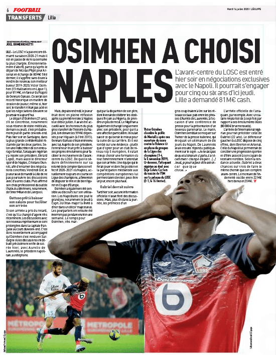 Arsenal make offer for €22m Gabriel Magalhães 3 L'Equipe 14 July 2020