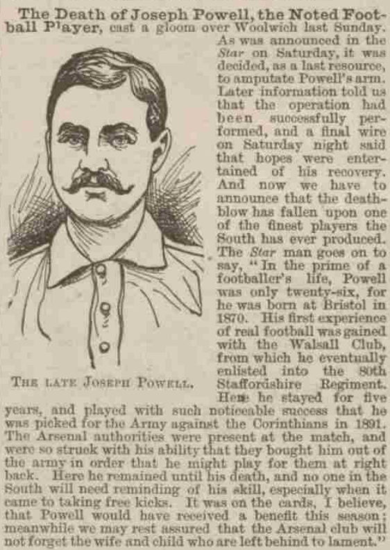 Penny Illustrated, 5 December, 1896, describing Joe Powell as 'one of the finest players the South has ever produced'
