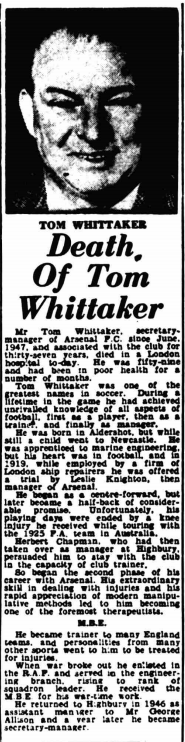 10 July, 1950: Italian national team want Arsenal manager 4 The Evening Post, Wednesday, 24 October, 1956