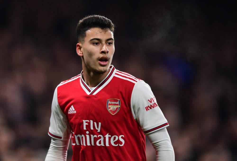 LONDON, ENGLAND - JANUARY 21: Gabriel Martinelli of Arsenal looks on during the Premier League match between Chelsea FC and Arsenal FC at Stamford ...