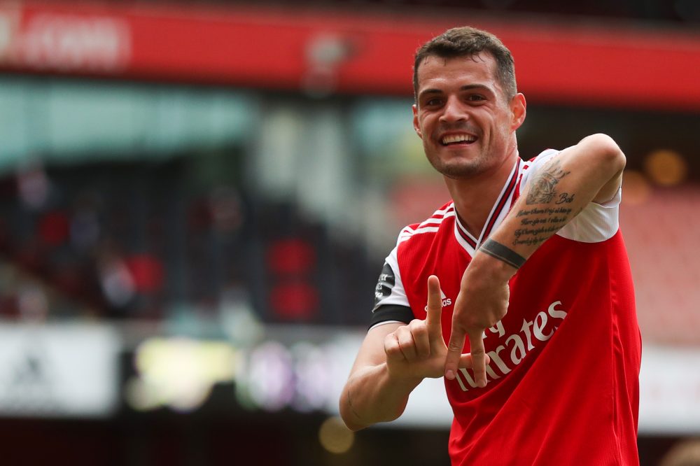 Arsenal go above Tottenham. No, really! 3 Arsenal's Swiss midfielder Granit Xhaka celebrates after scoring a goal during the English Premier League football match between Arsenal and Norwich City at the Emirates Stadium in London on July 1, 2020. (Photo by MIKE EGERTON / POOL / AFP)