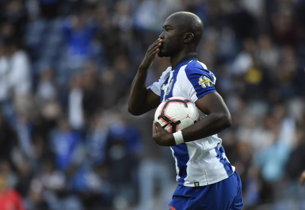 Porto's Portuguese midfielder Danilo Pereira celebrates after scoring a goal during the Portuguese League football match between Porto and Sporting...