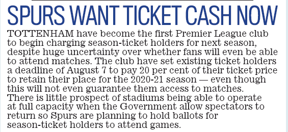 Tottenham become first to ask for season ticket money despite no guarantee of seat 3 image 63