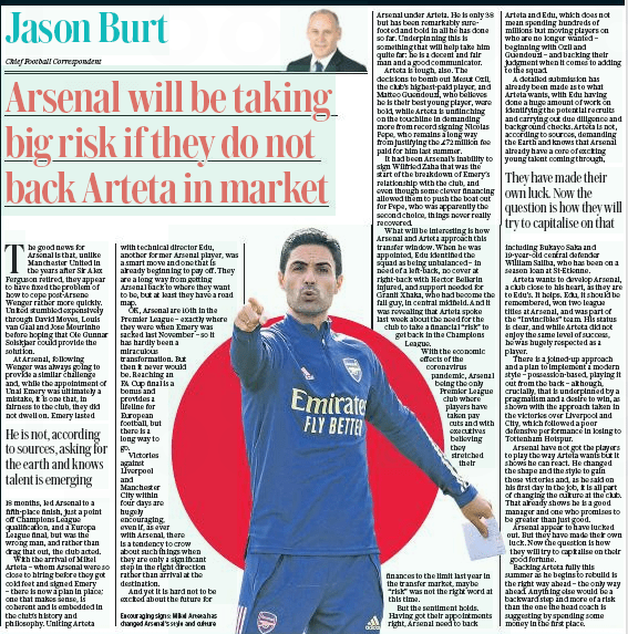 Nicolas Pepe a £72m flop at Arsenal? He's their best performer this season 2 Jason Burt, Daily Telegraph, 21 July 2020