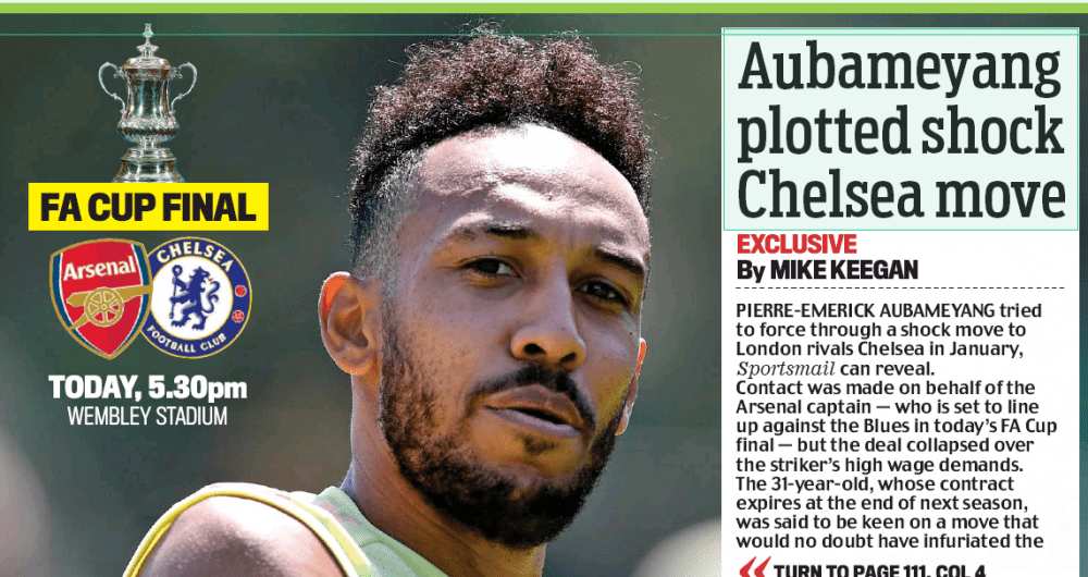 200801 daily mail back page aubameyang 2 e1596266711955