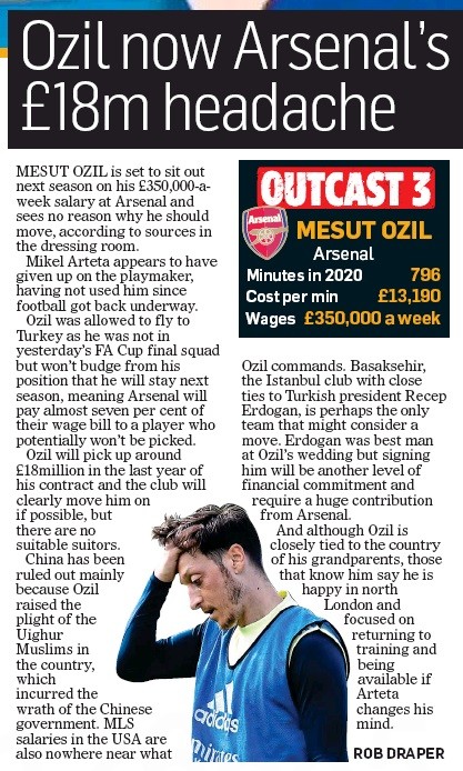 Mesut Ozil wants Mikel Arteta to pick him again 3 200802 mail on sunday mesut ozil headache