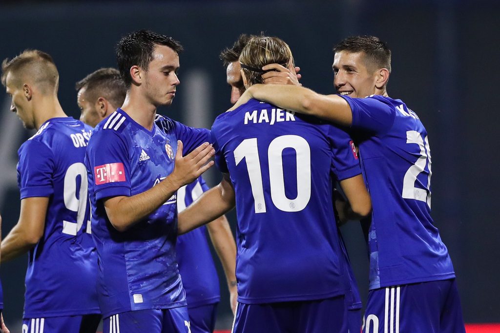 Robbie Burton makes debut for GNK Dinamo in 6-0 win 2 Robbie Burton celebrates a goal with his teammates (Photo via Burton on Twitter)