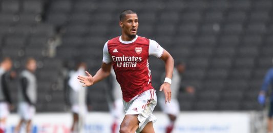 William Saliba on his friendly debut against MK Dons (Photo via David Price on Twitter)