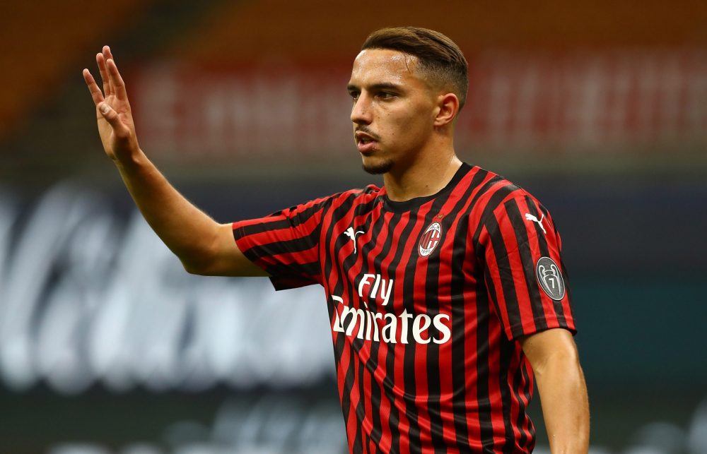 MILAN, ITALY - JULY 07: Ismael Bennacer of AC Milan gestures during the Serie A match between AC Milan and Juventus at Stadio Giuseppe Meazza on Ju...