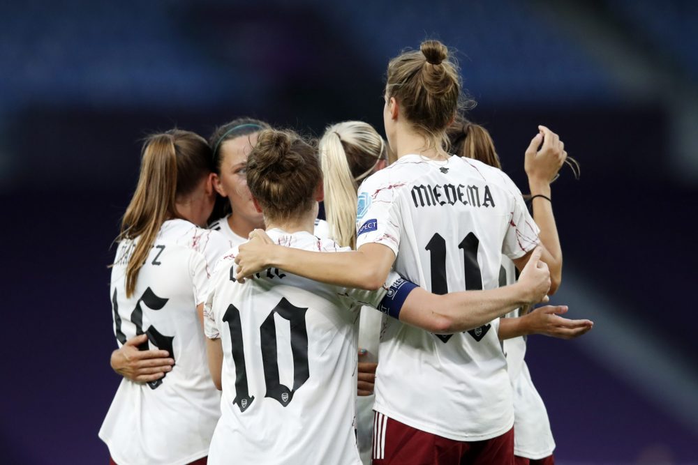 Winners, losers, Champions League places: FA WSL 2020/21 predictions 9 SAN SEBASTIAN, SPAIN - AUGUST 22: Beth Mead of Arsenal celebrates with teammates after scoring her team's first goal during the UEFA Women's Champions League Quarter Final between Arsenal FC Women and Paris Saint-Germain Women at Estadio Anoeta on August 22, 2020 in San Sebastian, Spain. (Photo by Clive Brunskill/Getty Images)