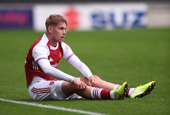 Emile Smith Rowe v MK Dons via Arsenal.com