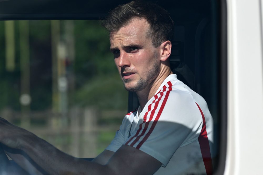 Arsenal's English defender Rob Holding leaves Arsenal's Colney training centre north of London on May 20, 2020 as training continues for Premier Le...