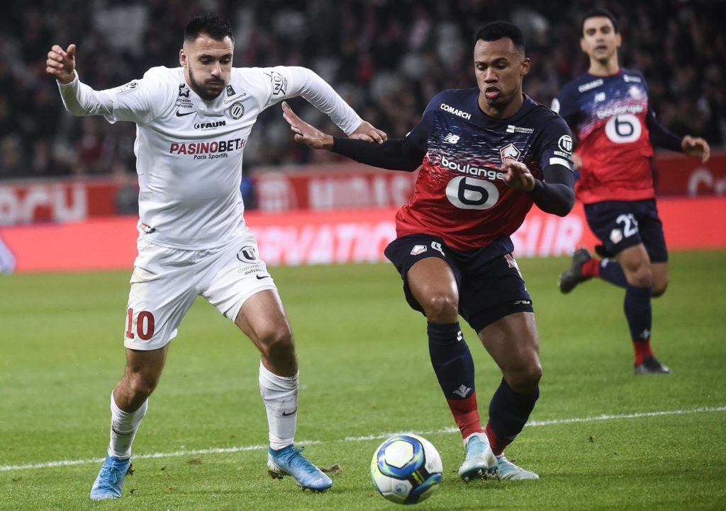 Gabriel Magalhaes Arsenal decision helped by fan messages 2 Lille's Brazilian defender Gabriel dos Santos Magalhaes (R) fights for the ball with Montpellier's French forward Gaetan Laborde during the French L1 football match between Lille OSC (LOSC) and Montpellier Herault Sport Club (MHSC) at the Pierre Mauroy Stadium in Villeneuve-d'Ascq, on December 13, 2019. (Photo by FRANCOIS LO PRESTI / AFP)
