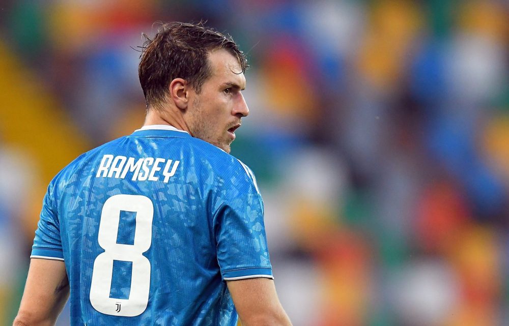UDINE, ITALY - JULY 23: Aaron Ramsey of Juventus looks on during the Serie A match between Udinese Calcio and Juventus at Stadio Friuli on July 23, 2020 in Udine, Italy. (Photo by Alessandro Sabattini/Getty Images)
