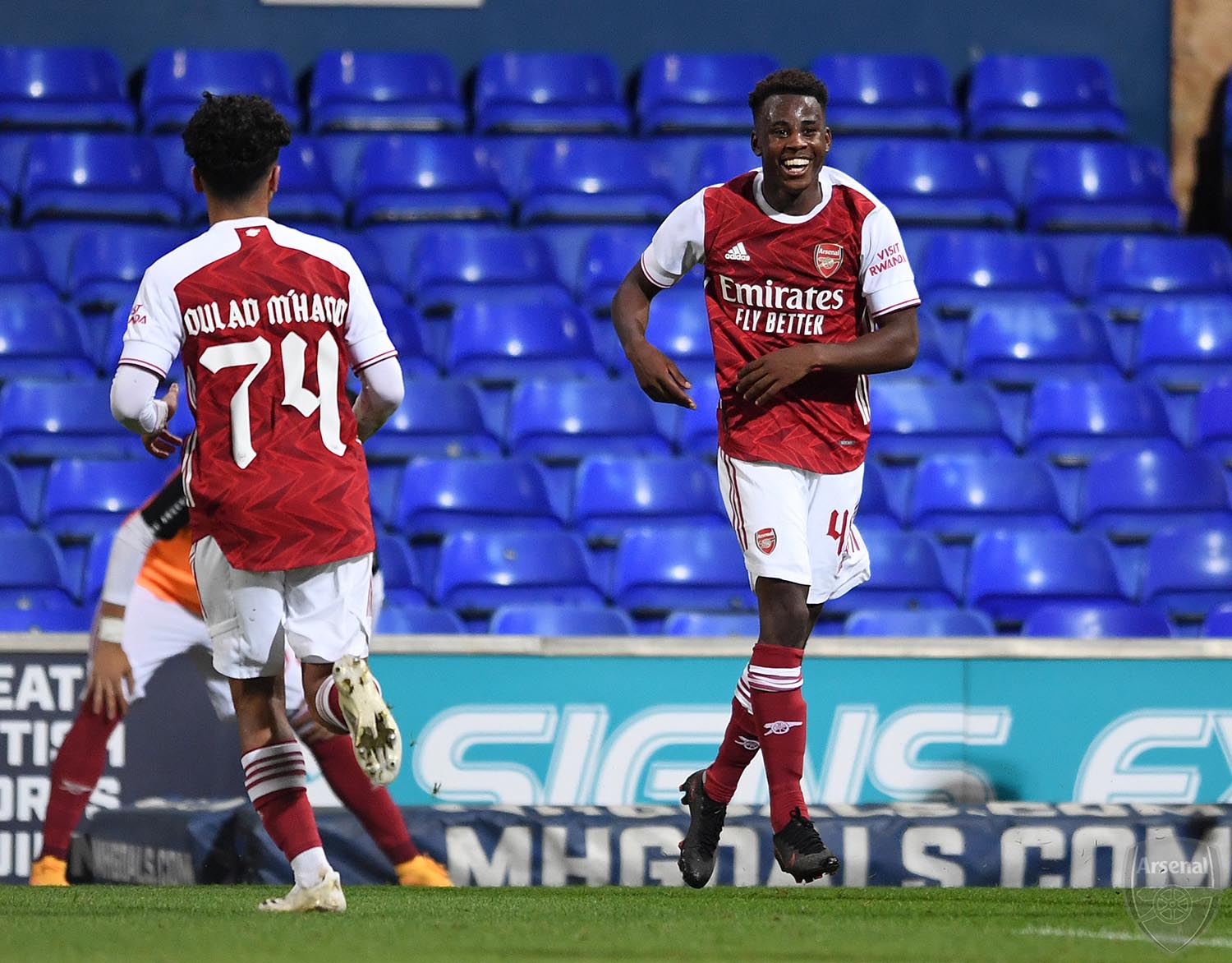 George Lewis (R) and Salah-Eddine Oulad M'Hand (L) with the Arsenal u21s (Photo via David Price on Twitter)