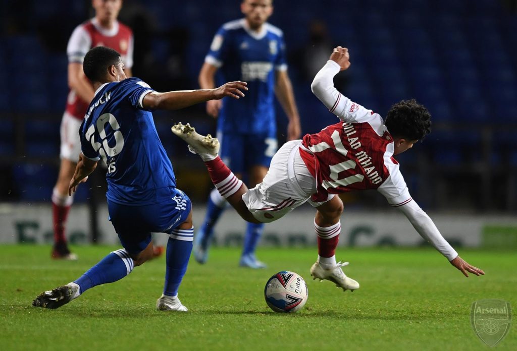 Video highlights: Lewis & Balogun score in Arsenal u21 victory over Ipswich 3 Salah-Eddine Oulad M'Hand with the Arsenal u21s (Photo via David Price on Twitter)