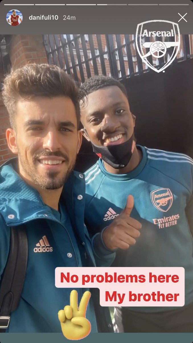 Dani Ceballos with Eddie Nketiah (Photo via Ceballos on Instagram)