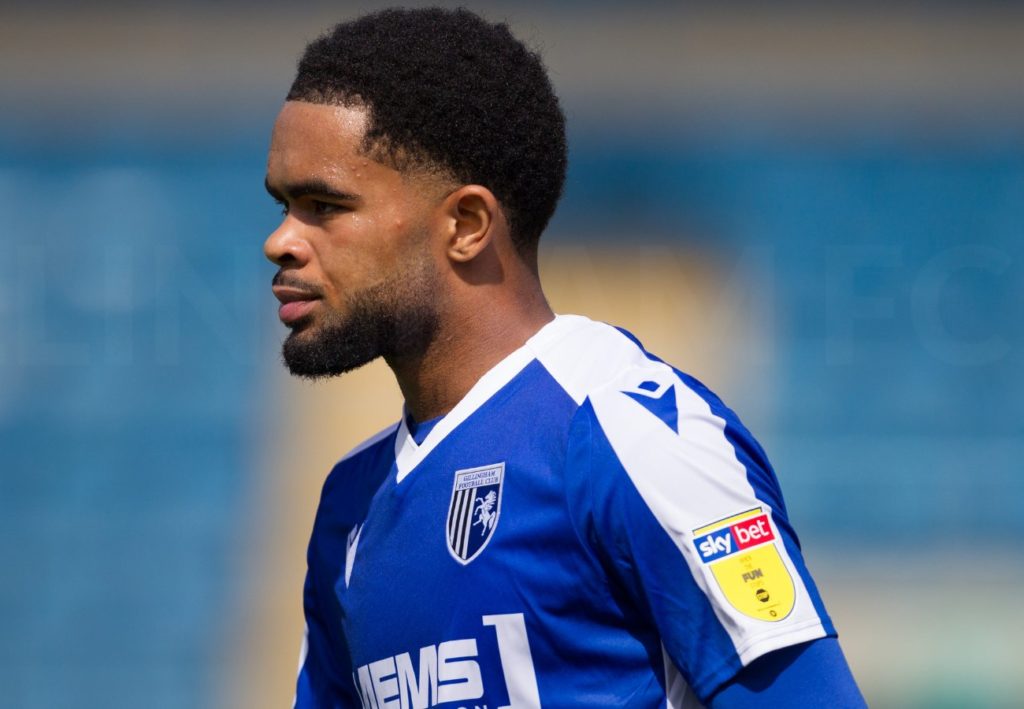 Trae Coyle with Gillingham (Photo via The Gills FC on Twitter)