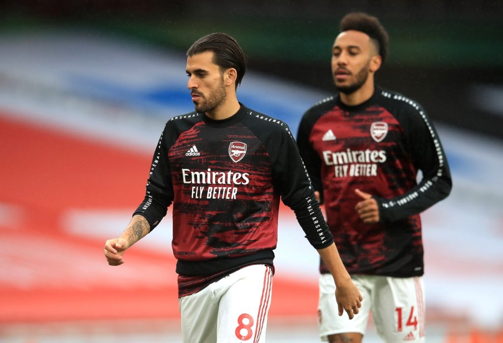 LONDON, ENGLAND - JULY 07: Dani Ceballos of Arsenal warms up ahead of the Premier League match between Arsenal FC and Leicester City at Emirates Stadium on July 07, 2020 in London, England. Football Stadiums around Europe remain empty due to the Coronavirus Pandemic as Government social distancing laws prohibit fans inside venues resulting in all fixtures being played behind closed doors. (Photo by Adam Davy/Pool via Getty Images)