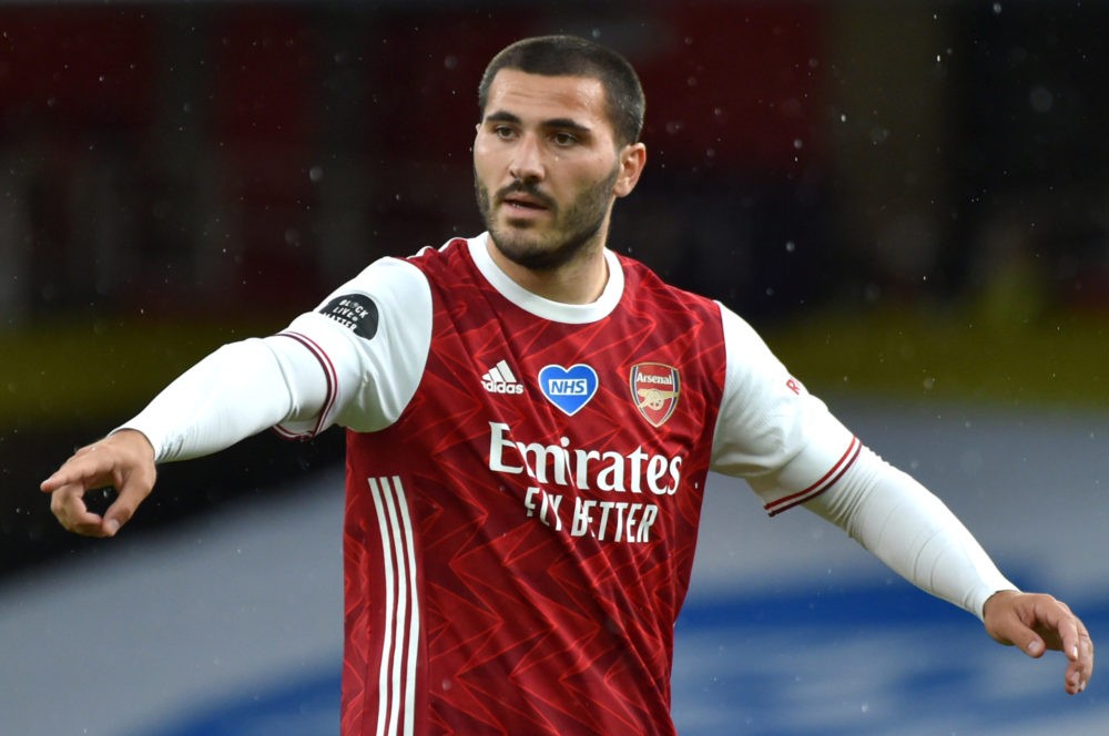 LONDON, ENGLAND - JULY 26: Sead Kolasinac of Arsenal gestures during the Premier League match between Arsenal FC and Watford FC at Emirates Stadium on July 26, 2020 in London, England. (Photo by Rui Vieira/Pool via Getty Images)
